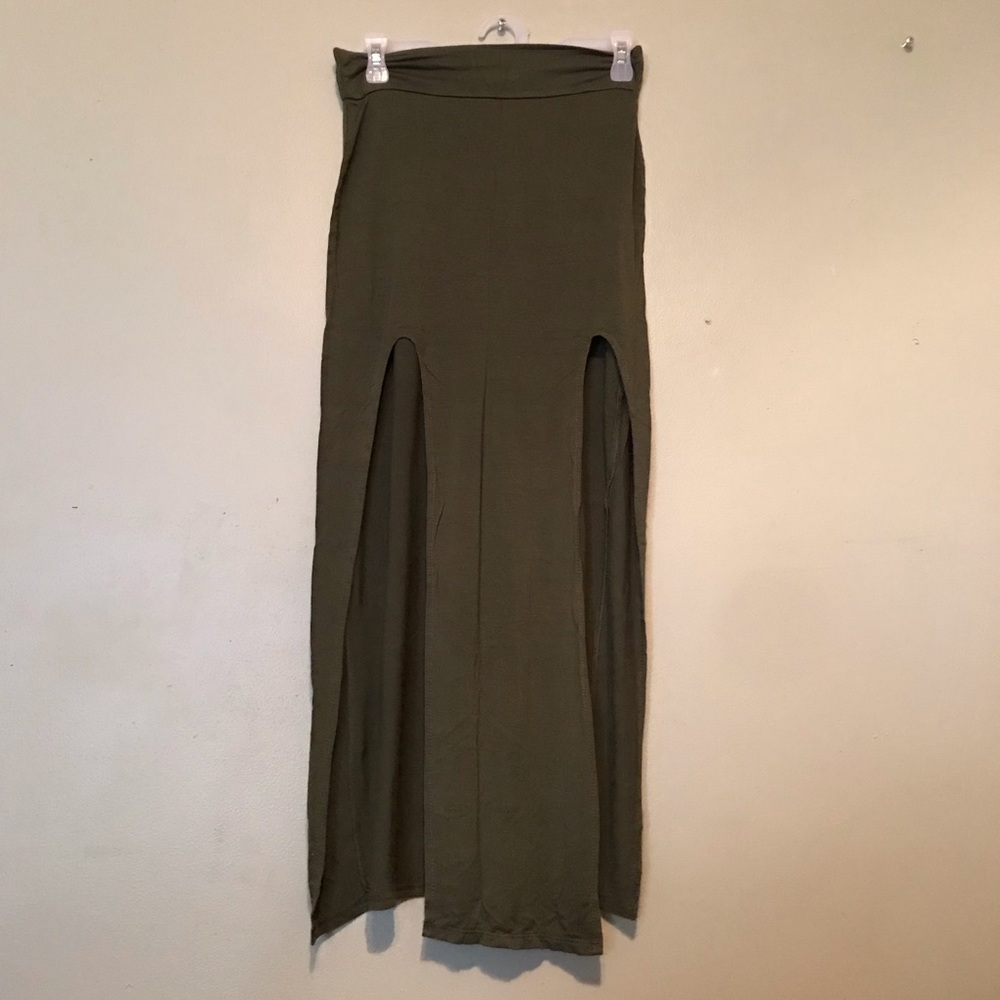 Army green skirt